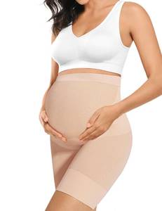 lot 2147 image: Peauty Summer White Maternity Dress Baby Shower Clothes Maternity Shapewear Underwear Shorts High Waist Pregnancy (Nude M) - Retail $19