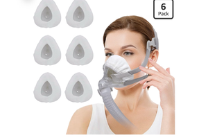 lot 2161 image: 6 Pack F20 Mask Liners Compatible with Small Size CPAP Full Face Mask Comfort Reusable Cushion Mask Covers (Raw White) (Small) - Retail $17
