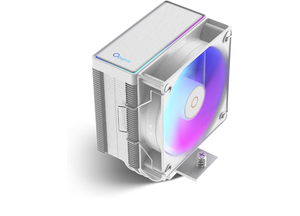 lot 2173 image: Gamma A40 ARGB WH CPU Cooler,100mm PWM Fan,133mm Height Single Tower Computer Compact CPU Air Cooler,4 Copper Heat Pipes,ARGB Function,Fancy Top Cover,for Intel LGA 115X120017001851&AMD AM4AM5 - Retail $20