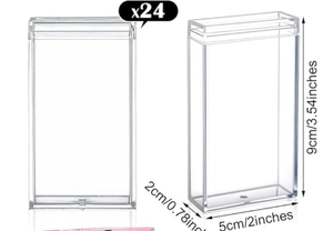 lot 2176 image: AceOrbit Candy Jar Bulk for 24 Guest 3.54 Inch Empty After Dinner Candy Tube Buffet Container Acrylic Box Gifts Multi-item Party Favor - Retail $20