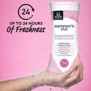lot 2187 image: Summers Eve Simply Sensitive All-Over Daily Feminine Wash, Gentle pH-Balanced Body Wash for Women, Feminine Care to Remove Vaginal Odor, Gynecologist Tested, 15 Fl Oz - Retail $18