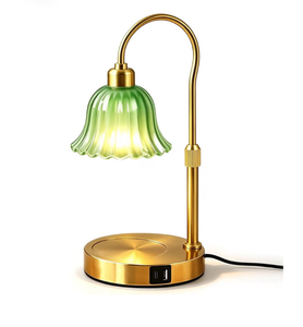 lot 2190 image: DomeStar Green Candle Warmer Lamp, Flower Wax Melt Lamp with Timer Cottage Core Decor Mother Day Gift for Woman