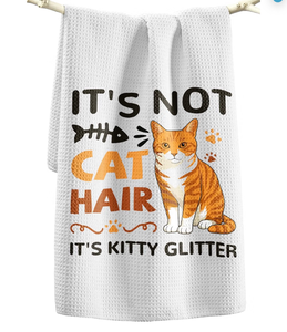 lot 2206 image: Cat Funny Kitchen Towels - 15x28 Inch Decorative Waffle Microfiber Dish Cloths Cute Absorbent Reusable Hand Tea Towels with Hanging Loop Orange Tabby Cats Gift for Cat Lovers - Retail $7