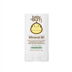 lot 2219 image: Sun Bum Baby Bum Mineral SPF 50 Sunscreen Stick - Hawaii 104 Act Compliant (Without Octinoxate & Oxybenzone) - UVAUVB Face and Body Protection - Unscented for Sensitive Skin - Travel Size - 0.45 Oz - Retail $11