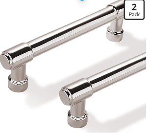 lot 2228 image: Solid Heavy Duty Jasper Pulls 2 Pack Polished Nickel Cabinet Pulls 3 Inch Hole Centers for Kitchen Cupboard Handles Modern Drawer Pulls Bathroom Cabinet Pulls - Retail $8