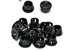 lot 2233 image: 50 Pcs Cable Grommet, Snap Bushing 12 (13 mm) Mounting Diameter, Flexible Petal-Shaped Buckle Round Nylon Desk Grommet for Wires Through Countertop Cord Organizer and Protection, Black - Retail $9