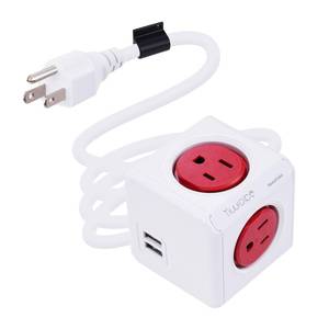 lot 2262 image: Surge Protector Power Board, 4 - Outlet Extender Multi - Plug Socket with 2 USB Charging Ports, 5 Foot Extension Cord, Installation Base��Suitable for Homes, Offices, ETL - Certified (red)&nbsp