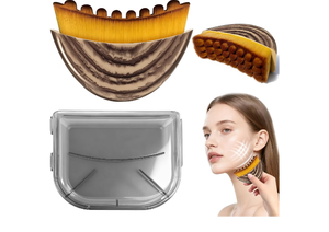 lot 2264 image: Lymphatic Contour Face Brush, Super Soft Manual Lymphatic Drainage Massager for Sculpting, Relieve Fatigue & Reduce Puffiness, with Portable Case Suitable for Facial Cleansing and Massage (1PCS) - Retail $6