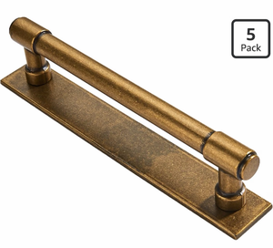 lot 2266 image: 5 Pack 3-34 Inch Hole Center Antique Brass Cabinet pulls with Backplate Solid and Heavy-Duty Drawer Handles Kitchen Cabinet Handles Drawer Pulls Kitchen Cabinet Hardware Kitchen Handles - Retail $37