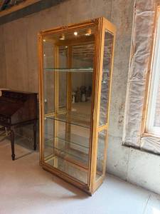 lot 930 image: Glass display cabinet 80 x 38 x 14 in (located in basement)
