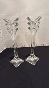 lot 1004 image: Mikasa lead crystal candlestick holders 12 inches tall