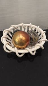 lot 1007 image: Studio Nova ceramic basket with glass balls