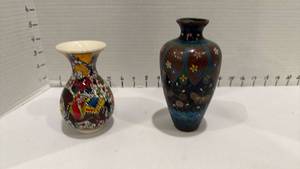 lot 1022 image: Hand made in Turkey vase and cloisonne vase with butterfly