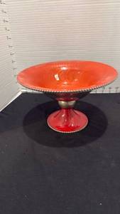 lot 1034 image: Metal compote with glass finished bowl and base 6x9 dia