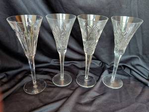 lot 1170 image: Waterford Crystal Millennium Champagne Flutes Set of 4 marked 1999