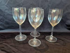lot 1205 image: Spiral stem wine glasses qty 4 matches lot 1206