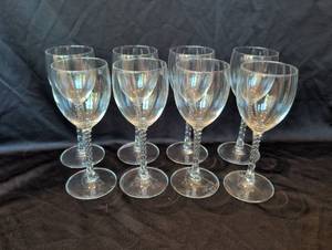 lot 1206 image: Spiral stem wine glasses qty 8 matches lot 1205