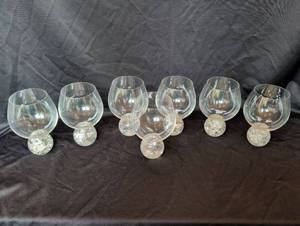 lot 1215 image: Crystal Brandy Snifter Glasses with Crackle Ball Base - Set of 8
