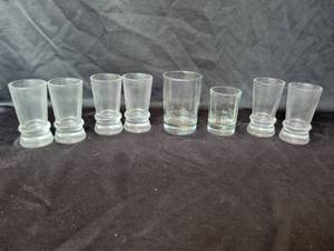 lot 1227 image: Set of 8 Assorted Clear Glass Shot Glasses