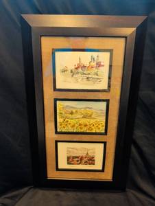 lot 1255 image: Framed Triple European Landscape Art Collection 12x24 inches