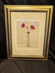 lot 1256 image: Red Anemones III by A. Melion Signed Framed Print 16x20