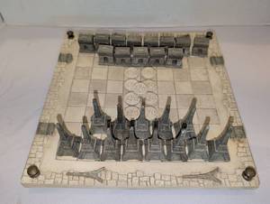 lot 1278 image: Paris Themed Chess Set with Eiffel Tower and Arc de Triomphe Pieces 12x12 inches