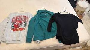 lot 1476 image: KC Chiefs sweatshirt and other tops