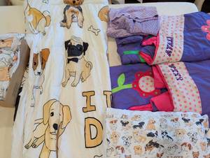 lot 1560 image: Dog full size Bedding Set Collection, Personalized Sleeping Bags, and Minky Blanket