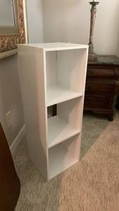 lot 1601 image: White 3-Shelf Narrow Bookcase 3612