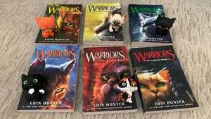 lot 1606 image: Warriors Series 6 Book Set with Cat Figures by Erin Hunter
