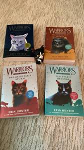 lot 1615 image: Warriors Super Edition Books Set of 4 by Erin Hunter with Cat Plush