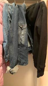 lot 1657 image: Old Navy girls jean jacket 8, Girls sweatshirt L, jean jacket  junior size 4