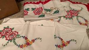 lot 1683 image: Hand embroidered pillow cases
