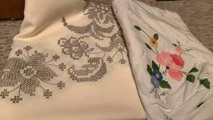 lot 1684 image: Cross stitch tablecloths