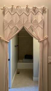 lot 1691 image: Macrame Doorway Curtain with Tieback 85X28 and other drape