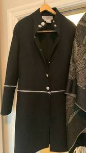 lot 1697 image: Carlisle Black Wool Coat with Silver Hardware Small and cashmere pashmina