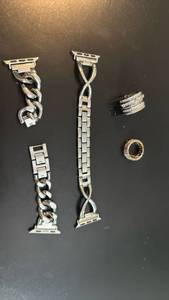 lot 1973 image: Metal smart watch bands and rings