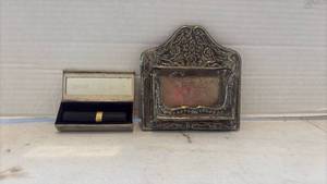 lot 1998 image: Ornate Metal Match Holder and Lipstick Case