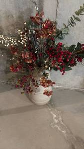 lot 2007 image: Flower pot 22 inches tall with faux floral arrangement located in basement