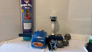 lot 3115 image: Home Fitness Bundle - AB Slide, Chi Yoga Mat & Game, Hex Dumbbells, Resistance Bands
