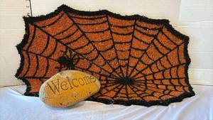lot 3143 image: Halloween Door Mat and Welcome Rock