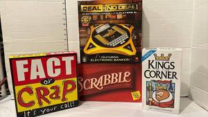 lot 3213 image: Fact or Crap, Scrabble, Kings in the Corner and Deal or No deal Games