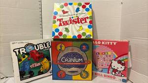 lot 3242 image: Family Board Game Lot - Twister, Trouble, Cranium & Hello Kitty Bingo