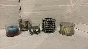 lot 3303 image: Scented Jar Candles and Crystal Candle Holder