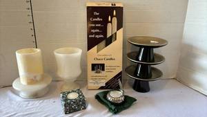 lot 3322 image: Candle Holder Collection with Chace Candles Never-Burn-Down Set