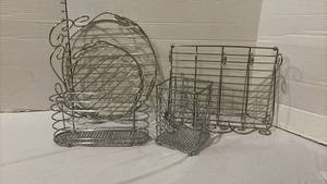 lot 3324 image: Chrome Wire Kitchen Organizer Set