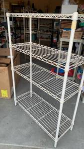 lot 3459 image: 4-Tier White Wire Shelving Unit 55X36X14