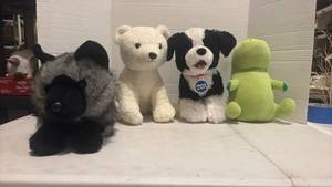 lot 3500 image: Lot of 4 Stuffed Animal Plush Toys - Dog, Bear, Dinosaur, Fox