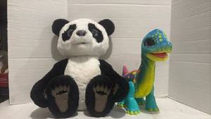 lot 3521 image: FurReal Friends Panda & Baby Dinosaur Toys - Lot of 2