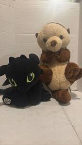 lot 3541 image: Build-A-Bear Toothless Dragon & Sea Otter Plush Set of 2
